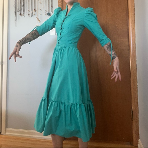 Blue Calico/Western Style Dress - Picture 3 of 5